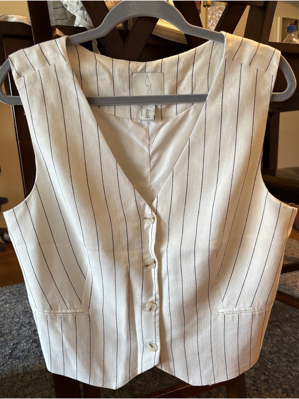 Joie White Sleeveless Pinstripe Set